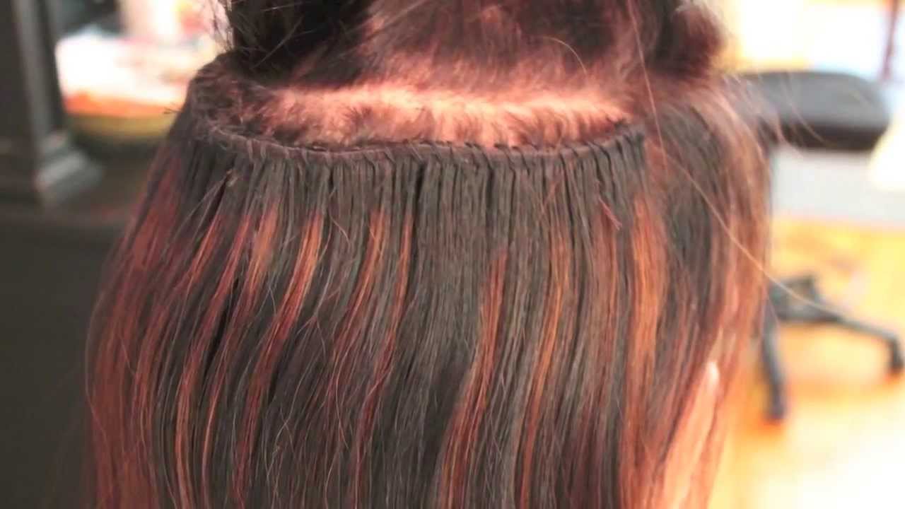 Наращивание волос в медном мароне
